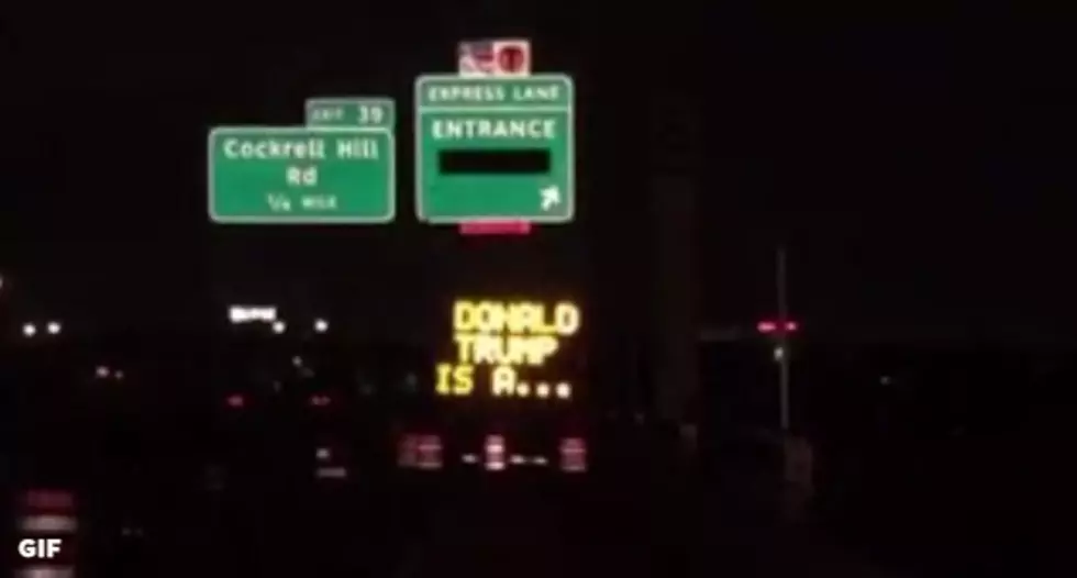 Hacked Dallas Construction Signs Slam Trump